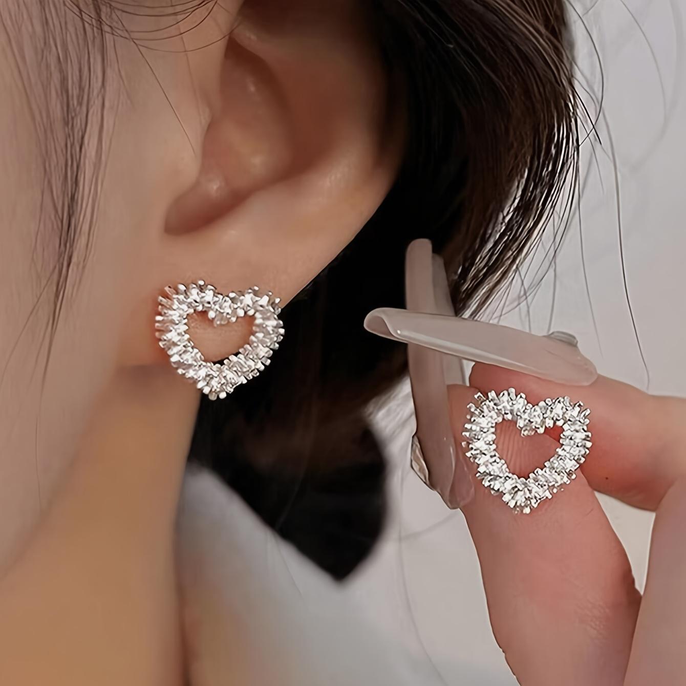 1Pair Heart Irregular Earrings Lovely Stud Earrings Luxury Jewelry Gifts For Women