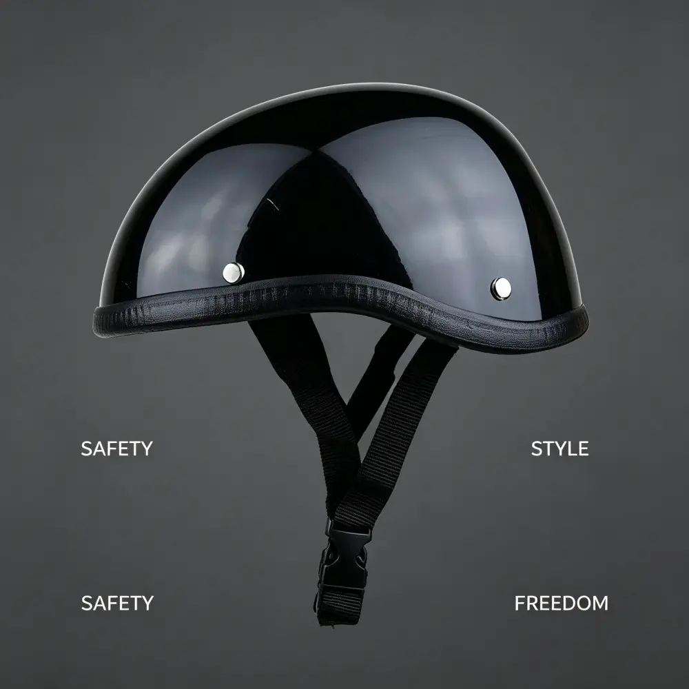 Ultra-Light American Motorcycle Half Helmet, Vintage Aesthetic Breathable Ventilation Electric Bike Riding Safety Helmet, Anti-Fall Protective Gear
