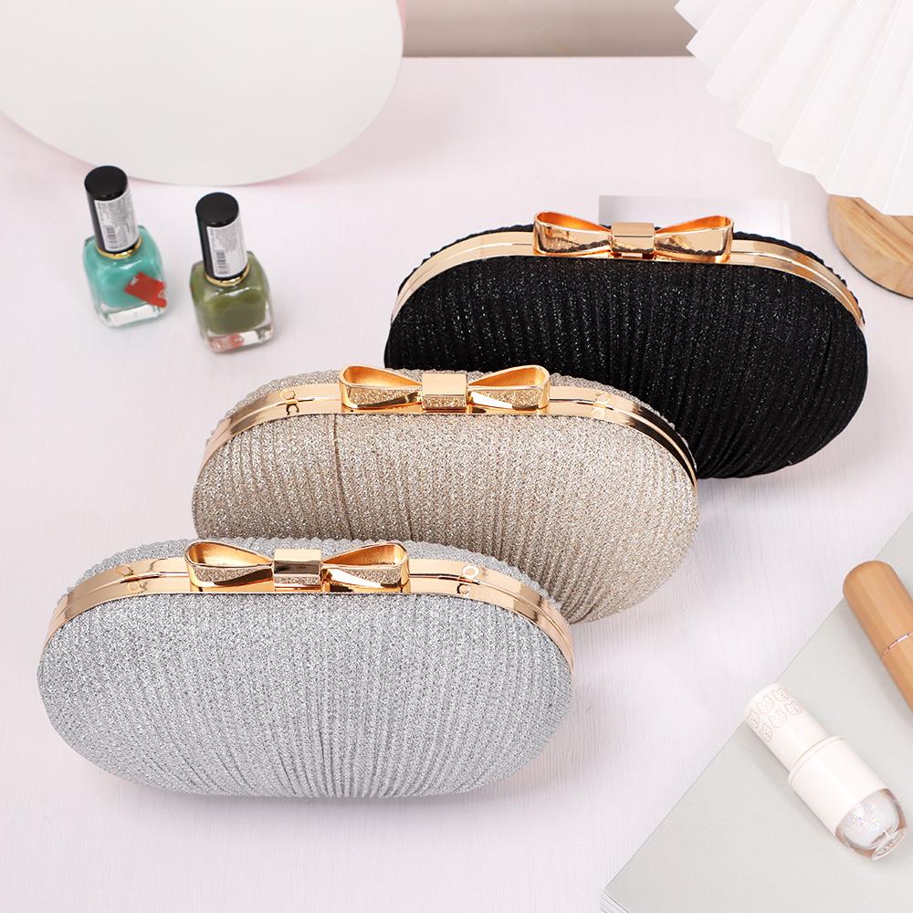 Wedding Bridal Clutch Handbag Women Evening Party Bag Chain Shoulder Bags Elegant Rhinestones Egg Shape Banquet Clutch Purse