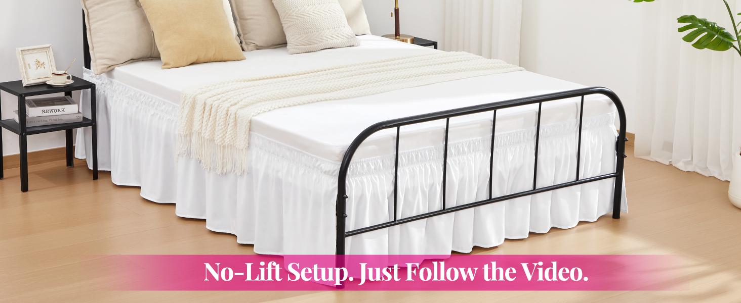 Light Grey Bed Skirt with Split Corners Queen Size 15 Inch Drop, Wrap Around Elastic Bedskirt, Dust Ruffle for Bed Base Machine Washable Easy to Install Bed Skirts