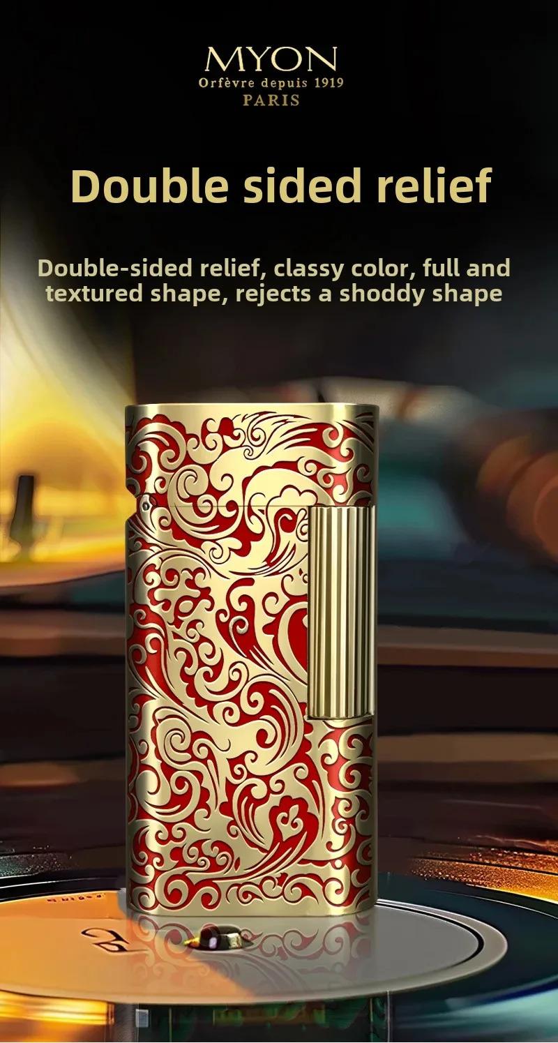 Luxury Gold Plated Vintage Lighter Full Copper Mini Size Unique Gift for Men Birthday Father Husband High End Fashion Collectible No Fuel Included