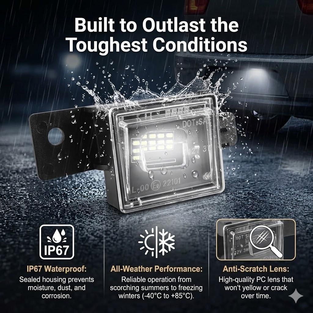 LED License Plate Light Assembly for 2014-2022 Chevy Silverado GMC Sierra 1500 2500HD 3500HD 2015-2022 Colorado Canyon 2Pcs 6000K Diamond White Rear Tag Lamps IP67 Waterproof Plug and Play