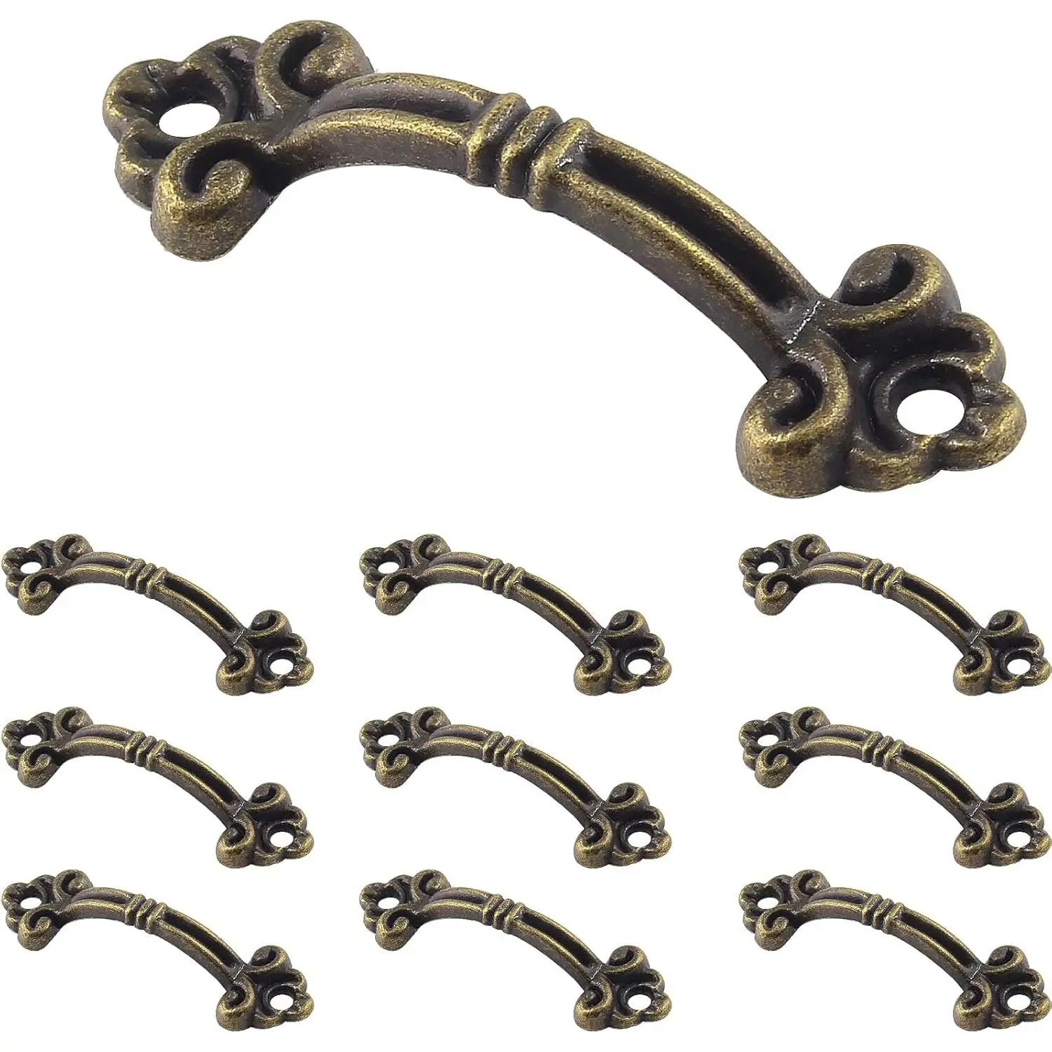 20 count  Mini Pulls Bronze Drawer Pull Zinc Alloy | Antique Style, Decorative Handles, For Wardrobe Drawer Dresser,  Box
