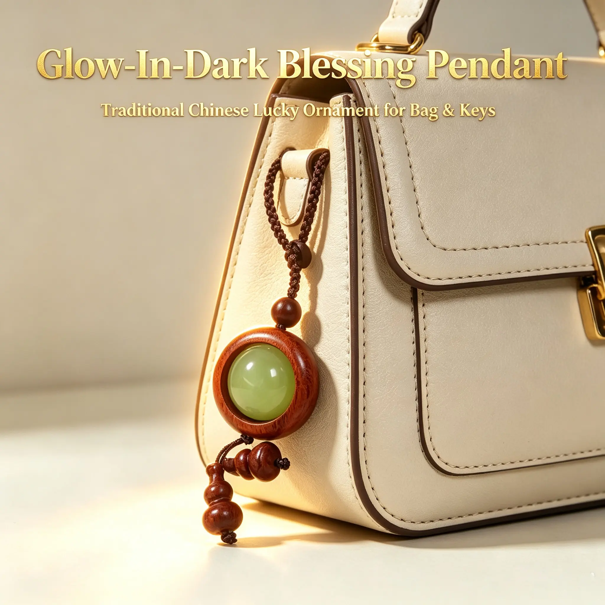 2 Handmade Glow-In-The-Dark Keychains, Traditional Lucky Charms, Feng Shui Accessories, Gift for Parents & Couples