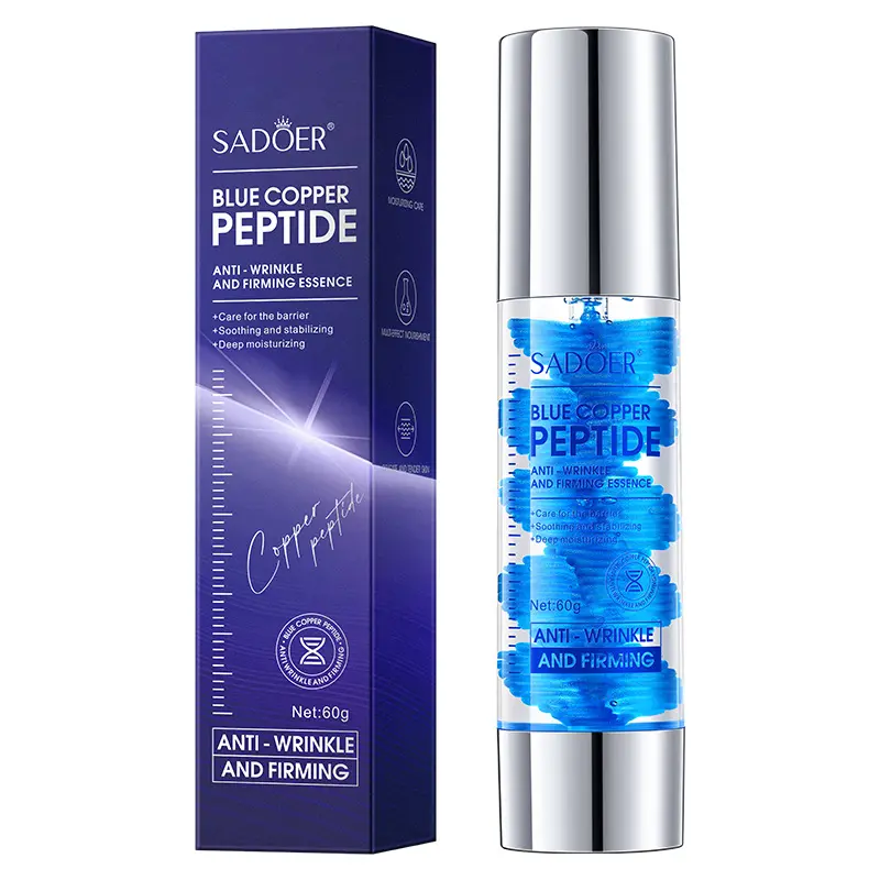 SADOER Blue Copper Peptide Firming Essence, GHK-CU, 60g, moisturizes, smooths, firms, and brightens, suitable for all skin types, Korean skincare.