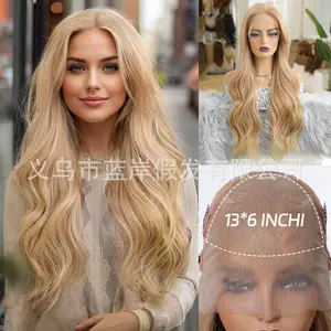 Cross-border lace Futura large area 13*6 middle-parted big wavy long curly hair full head wig for women bang