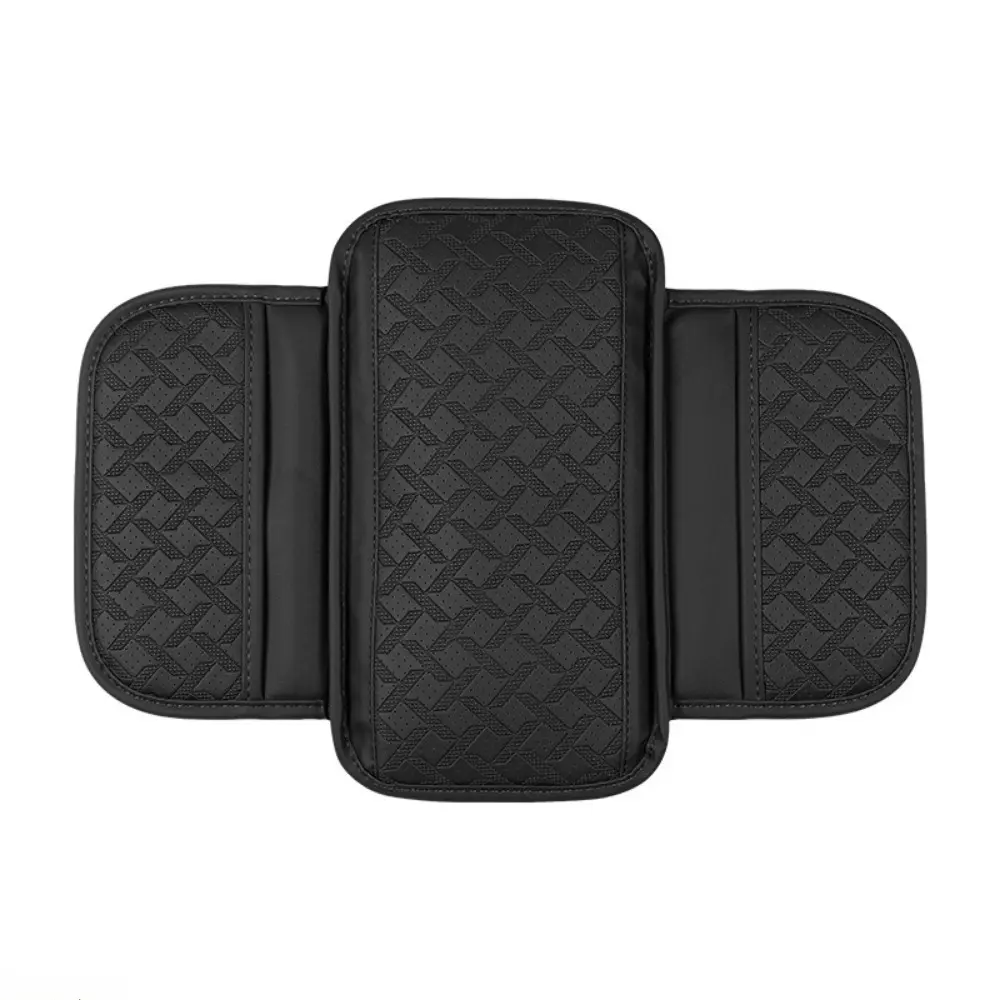 Thickened Heightening Soft Leather Car Armrest Cushion - Breathable, Scratch-Proof, Elastic Wrap, Moderate Size, Solid Tone Universal Center Console Protective Cover for Long Drive Fatigue Relief Vehicle Interior Comfort Support Accessory