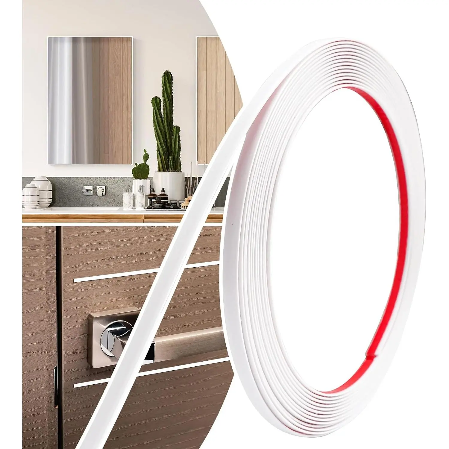 0.25in × 20Ft Peel and Stick Wall Molding Trim - Flexible Self Adhesive Molding Trim for Walls, Edges, Borders, Window Frames, Backsplash Tiles - White (Paintable)  Trim