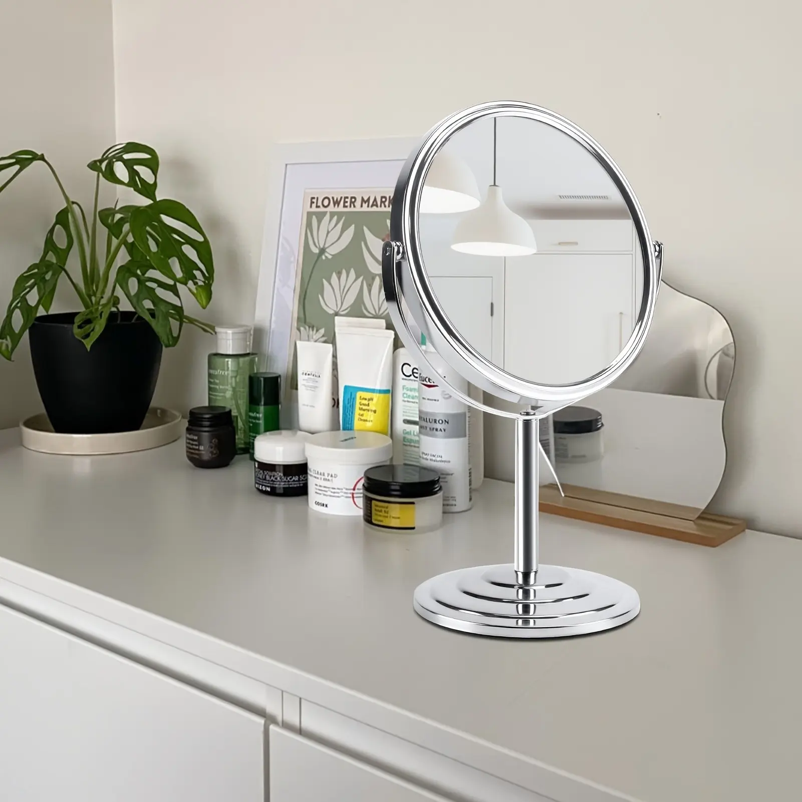 7 Inch Magnifying Makeup Mirror, Double Sided Swivel Portable Vanity Mirror 3X Magnification for Table Standing