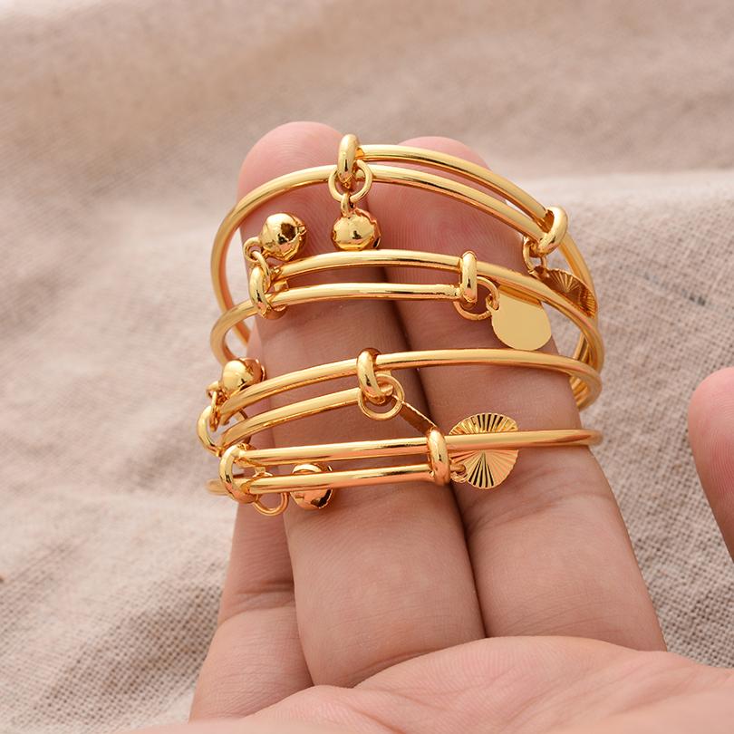 Ethiopian /Arab/African Lucky Bell Baby Kids Children Gold Color Birthday Bangle Bracelet Jewelry Gift