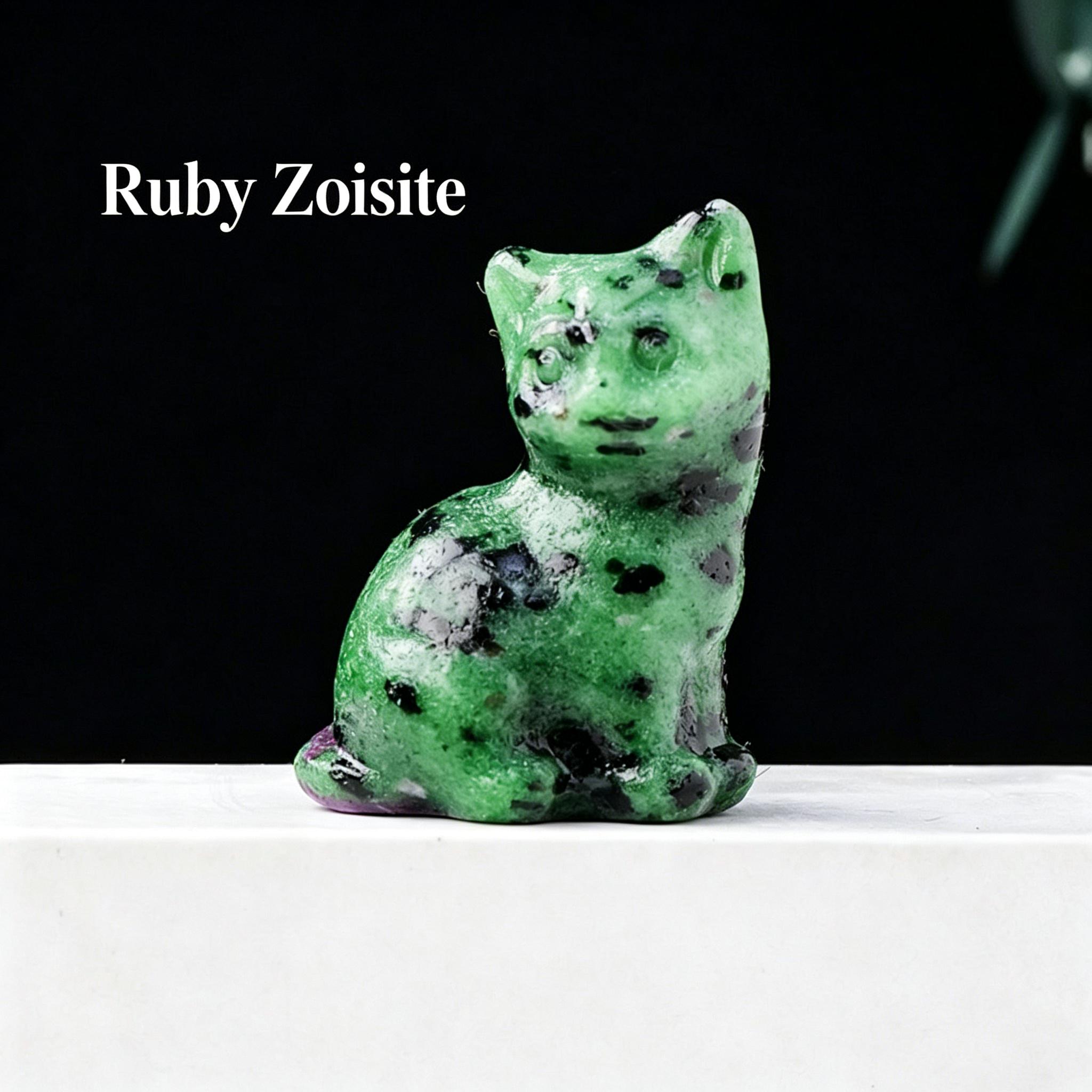 Natural crystal fortune cat carving piece, crystal raw stone semi-precious stone DIY animal crystal craft ornament