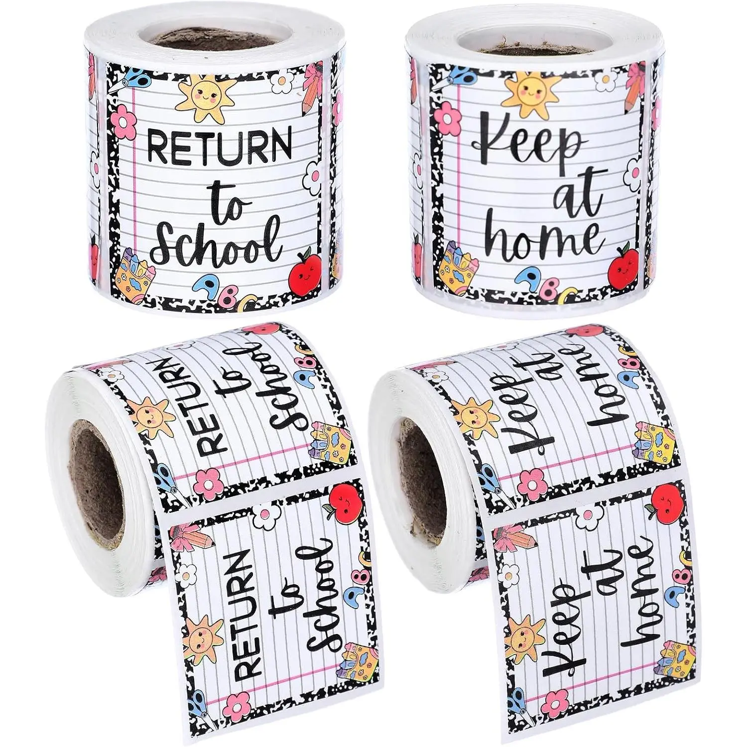 2 Rolls 400 count Student Homework Folder Stickers Return to School Keep at  2"x 2" Composition Notebook Labels  to School Sticker Label Thermal Printed Labels for Classroom