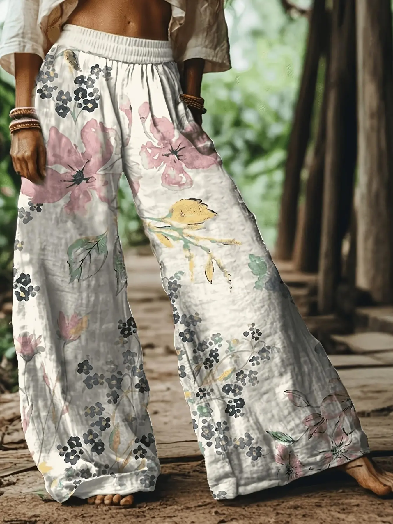 Women's Floral Print Casual Boho Long Pants, Comfortable Breathable Fabric, Ideal for Vacation, Home, Daily Wear, Suitable for Spring Summer Fall