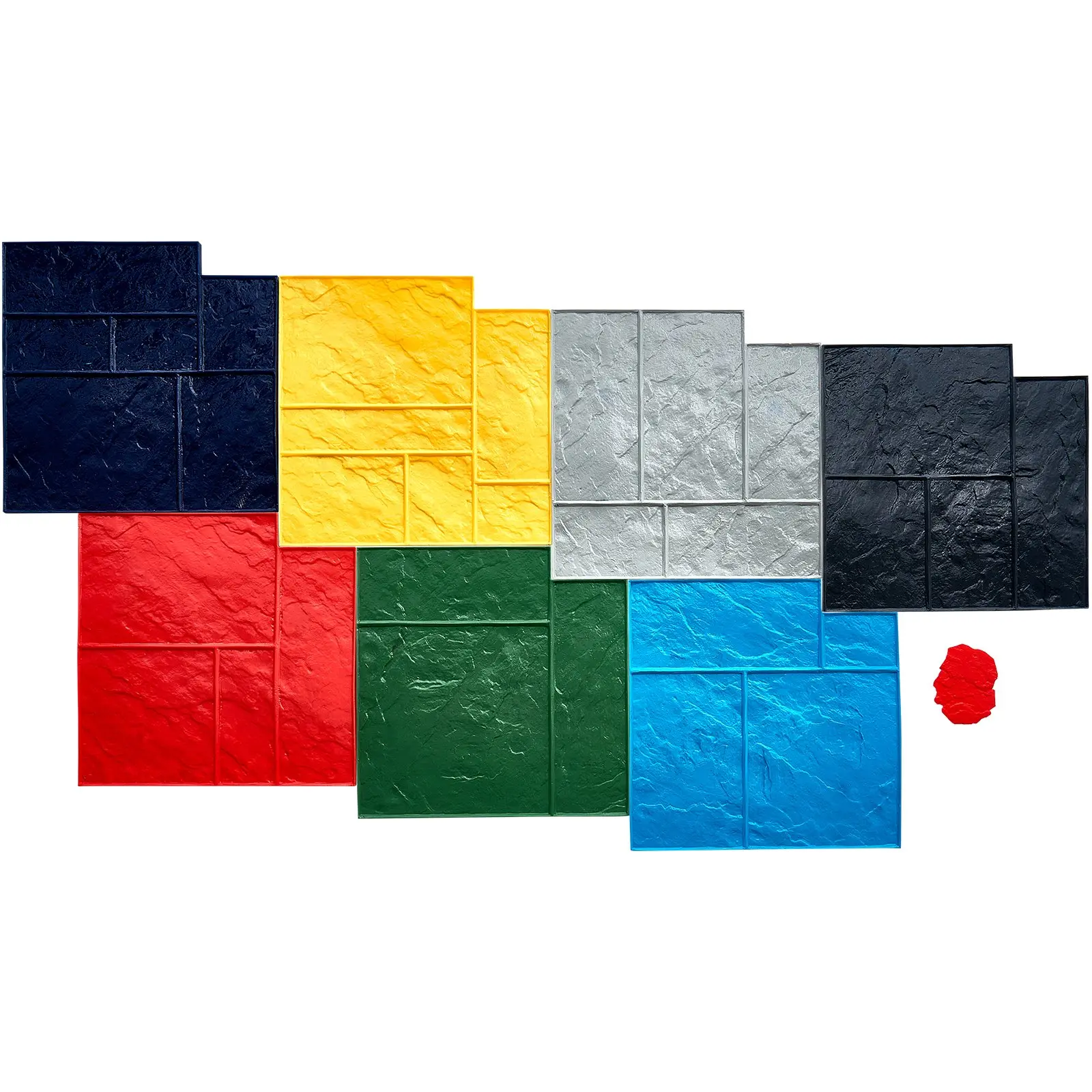 VEVOR Concrete Stamps Mat, 24x 24 in, 7 pcsConcrete Texturing Skin Polyurethane Stamp Stone Tile Texture Mat, Slate floor Imprint Seamless Stamp Concrete Molds for Outdoor Decorative, Muti-color