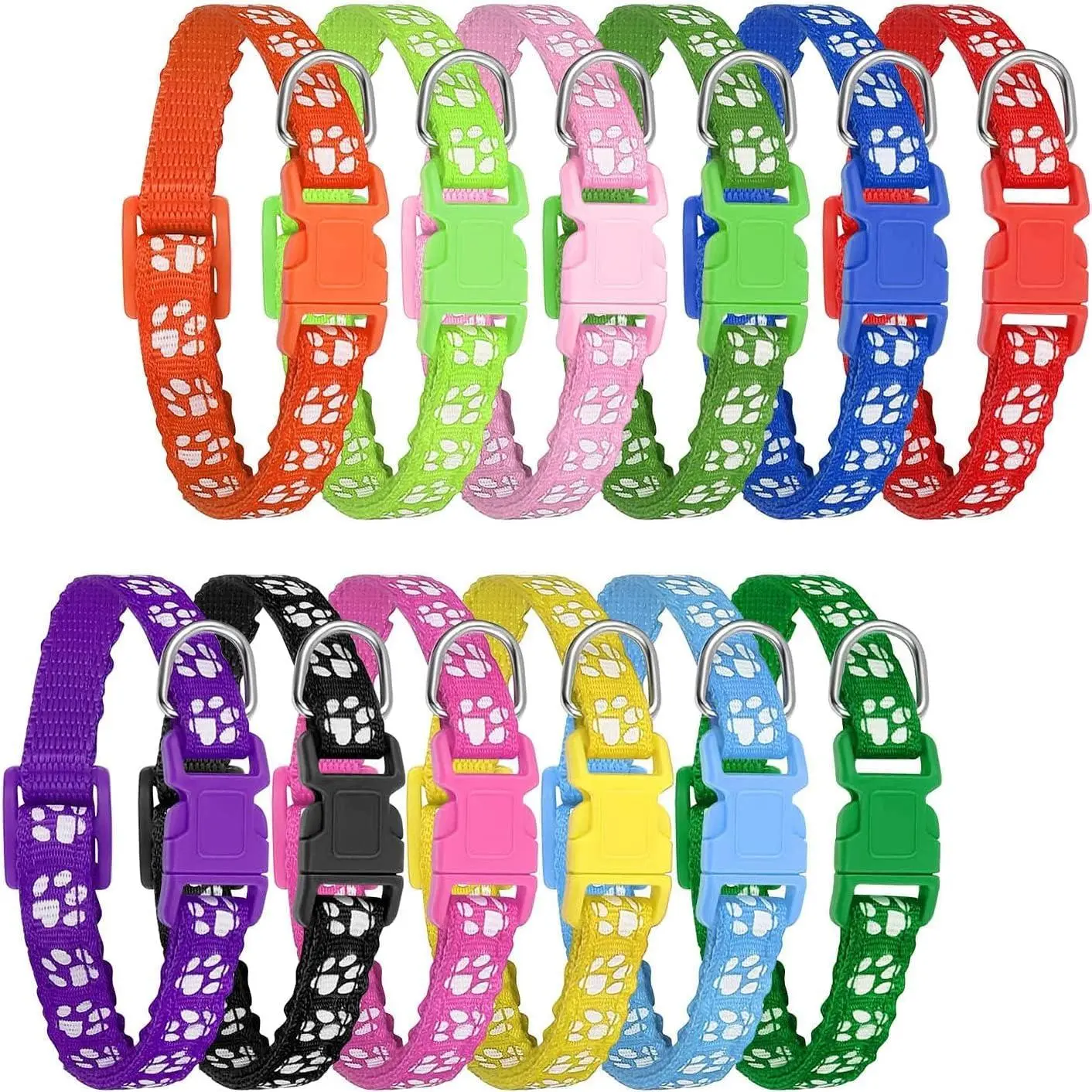 12 Pack Adjustable Soft Nylon Puppy ID Whelping Collars for Newborn Litter Medium Pets