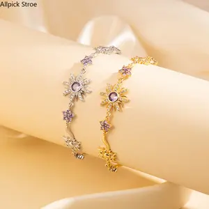 Sun Flower Purple Bracelet Inspired Zircon Gemstone Necklace Sun & Moon Starburst Princess Christmas Jewelry