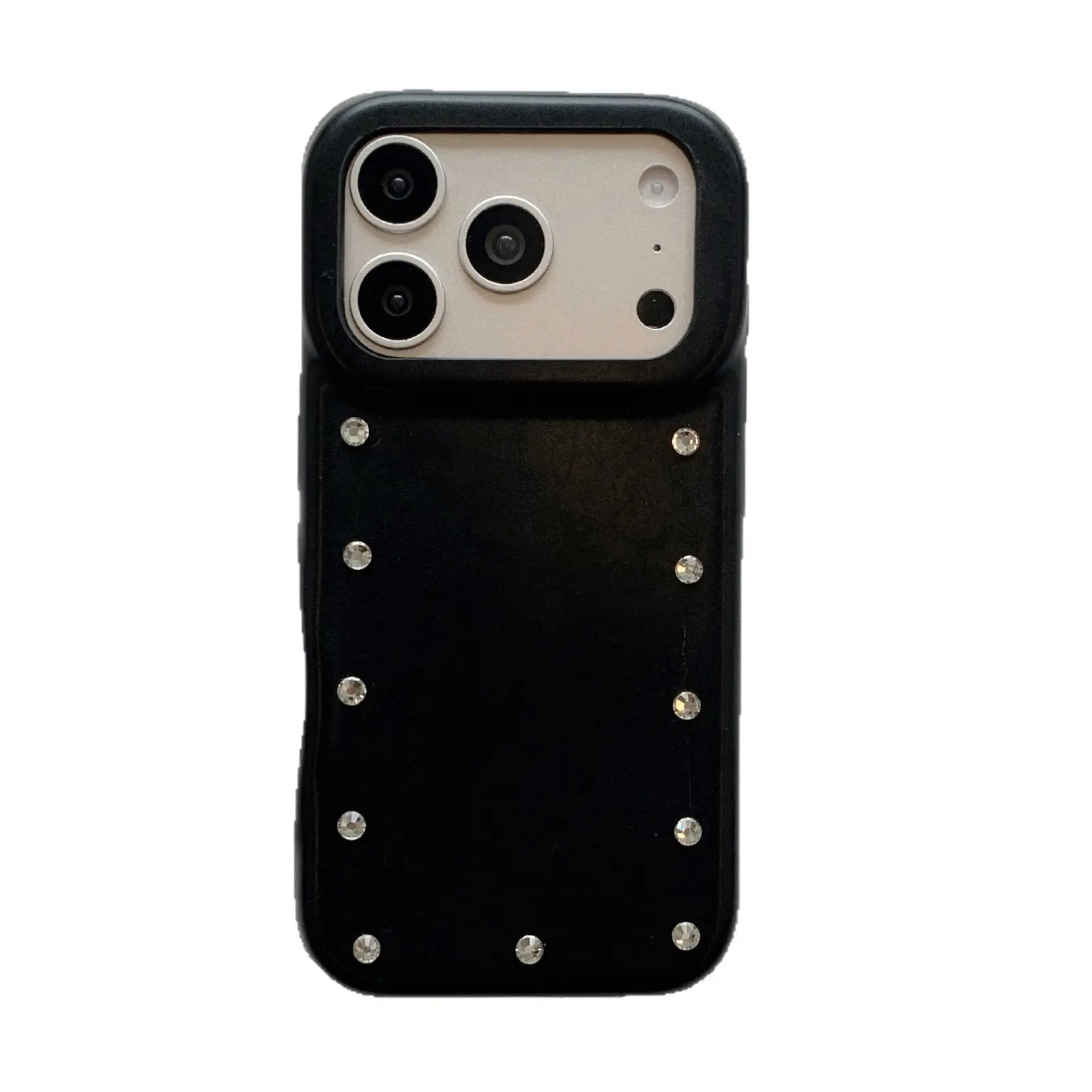 Leather Stud Detailing Light Luxury Durable Casing for iPhone 17 Pro Max/18 Pro Max - Simple Design, Shockproof, Drop Proof Phone Cover with Protector, Cellphone Accessory