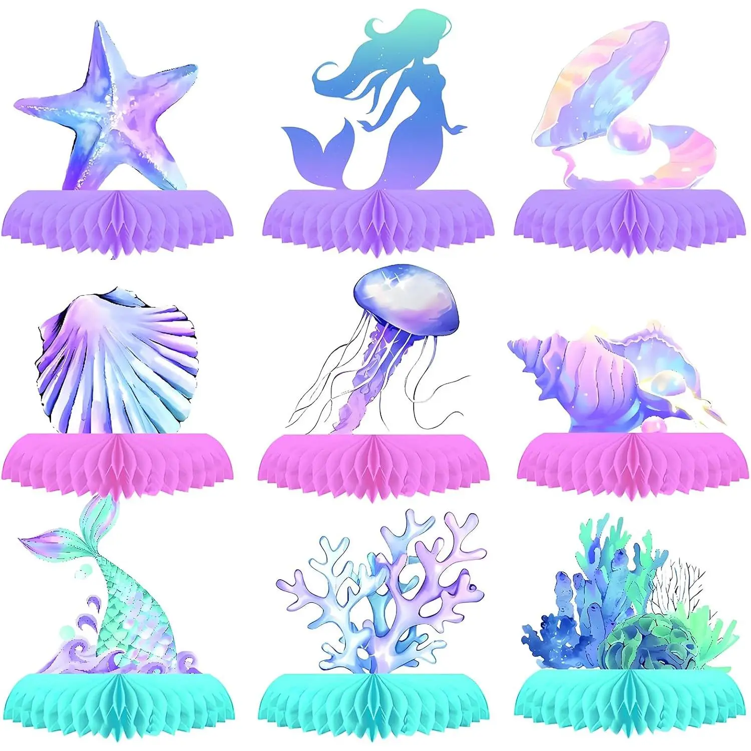 9 count  Theme Party Decorations,  Mermaids Centerpieces for Tables  Centerpiece,  Sea Party Supplies for Birthday Decor