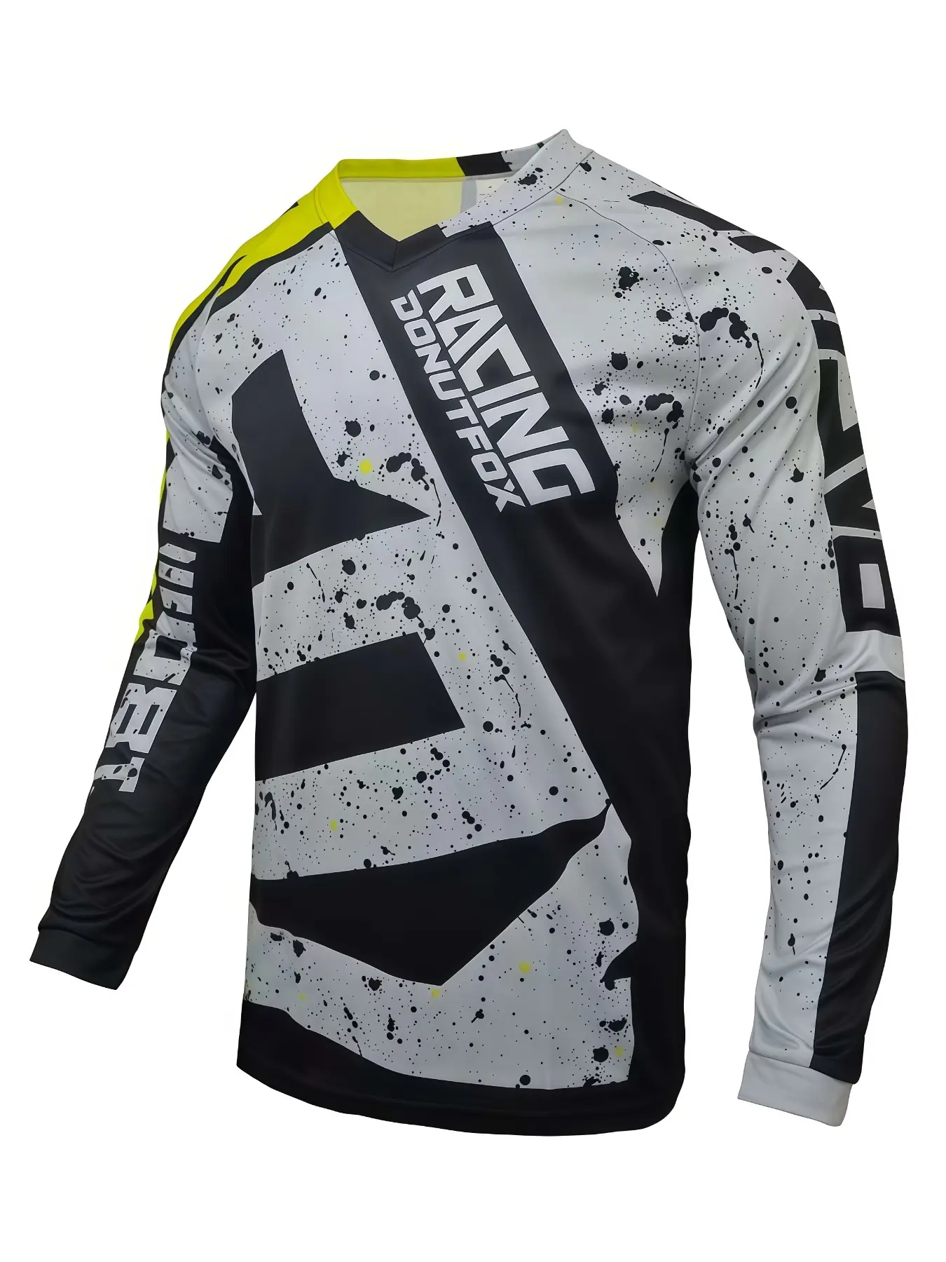 DONUTFOX Men's Quick-Dry Mountain Bike MTB Cycling Jersey, Breathable Anti-Sweat Sport Shirt, Lightweight Moisture-Wicking Racing Apparel, Sports Top, Outdoor Sports Top
