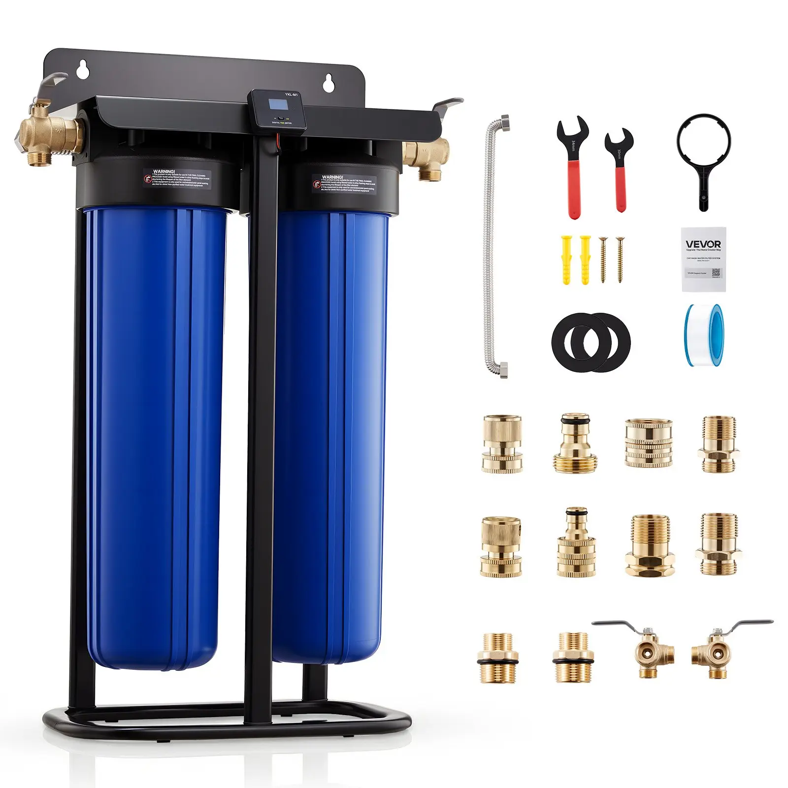 Deionized Water System for Car Wash, Spotless Car Wash Water System with 2x 4L DI Resin, TDS Meter Bypass Valve, Spot-Free Deionized Water Filter for Cars RVs Motorcycles Windows