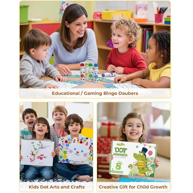 16 Color Dot Markers for Toddlers, Includes 120 PDF & 24 Printed Activity Papers, 2 Stencils, Washable Non-Toxic Bingo Daubers for Toddler Arts and Crafts, Preschool Art Supplies Gift Colorful Precision Pens Colorful Gel Pens, markers for coloring