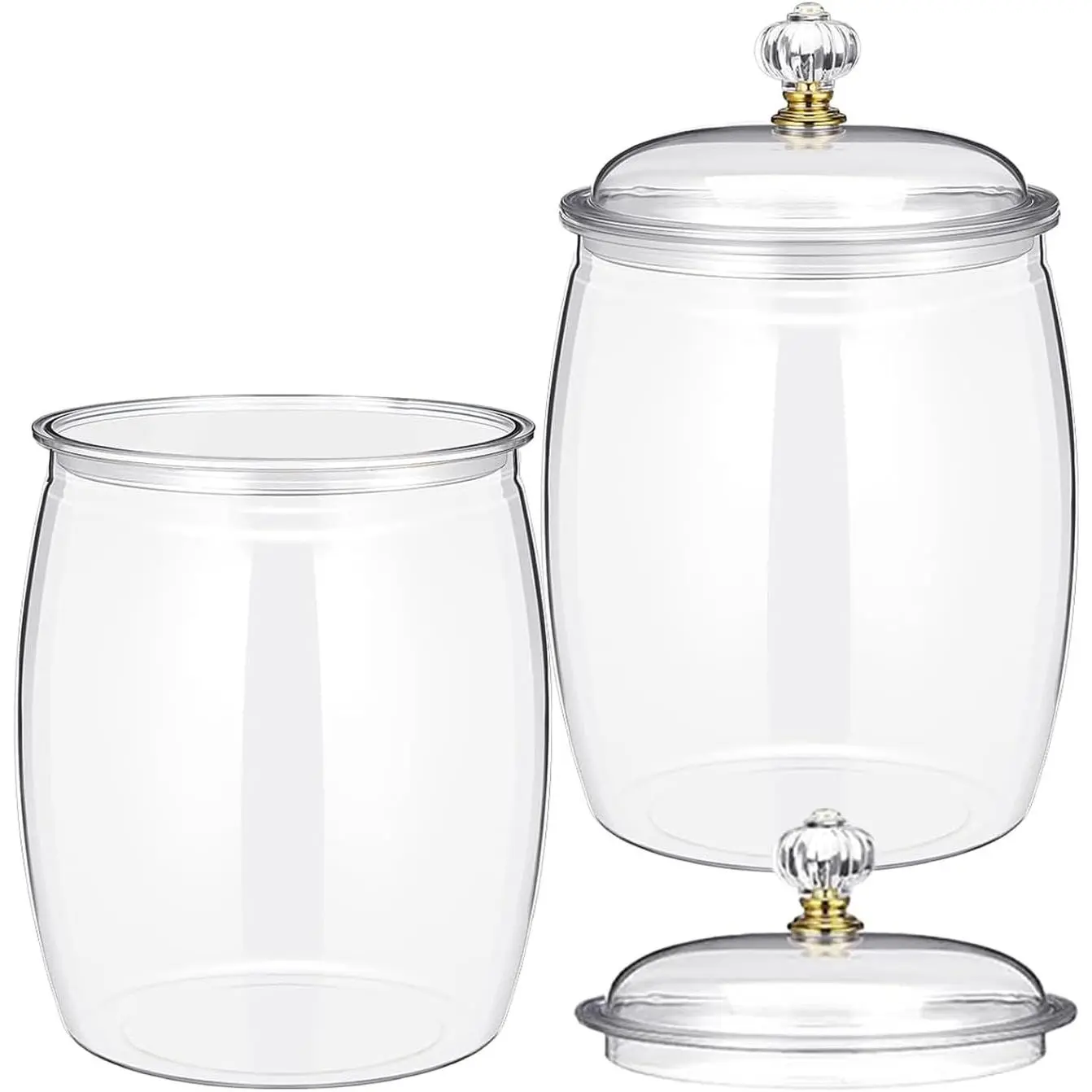2- Clear Plastic Jars,78 oz Airtight  Storage Canisters for Candy, Cookies, & Kitchen Organization, Jar, Buffet Containers, Large  Jars for  Decoration