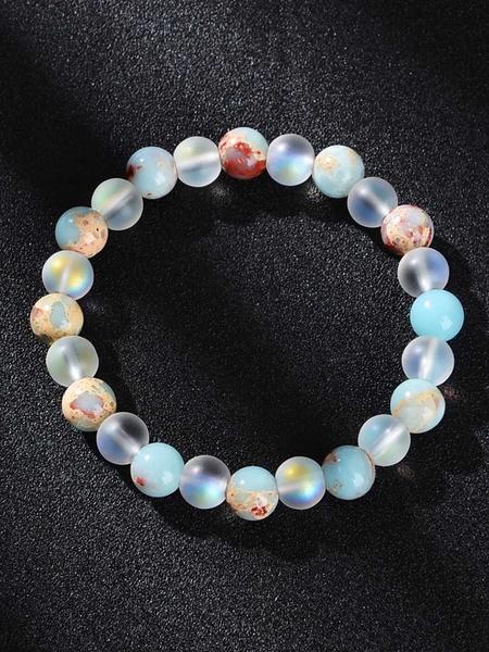 Bohemian Style Faux Shoushan Stone Beaded Elastic Bracelets, Vintage Colorful Handmade Couple Jewelry, Casual Natural Stone Accessories, Exquisite Bracelet, High Quality Bracelet