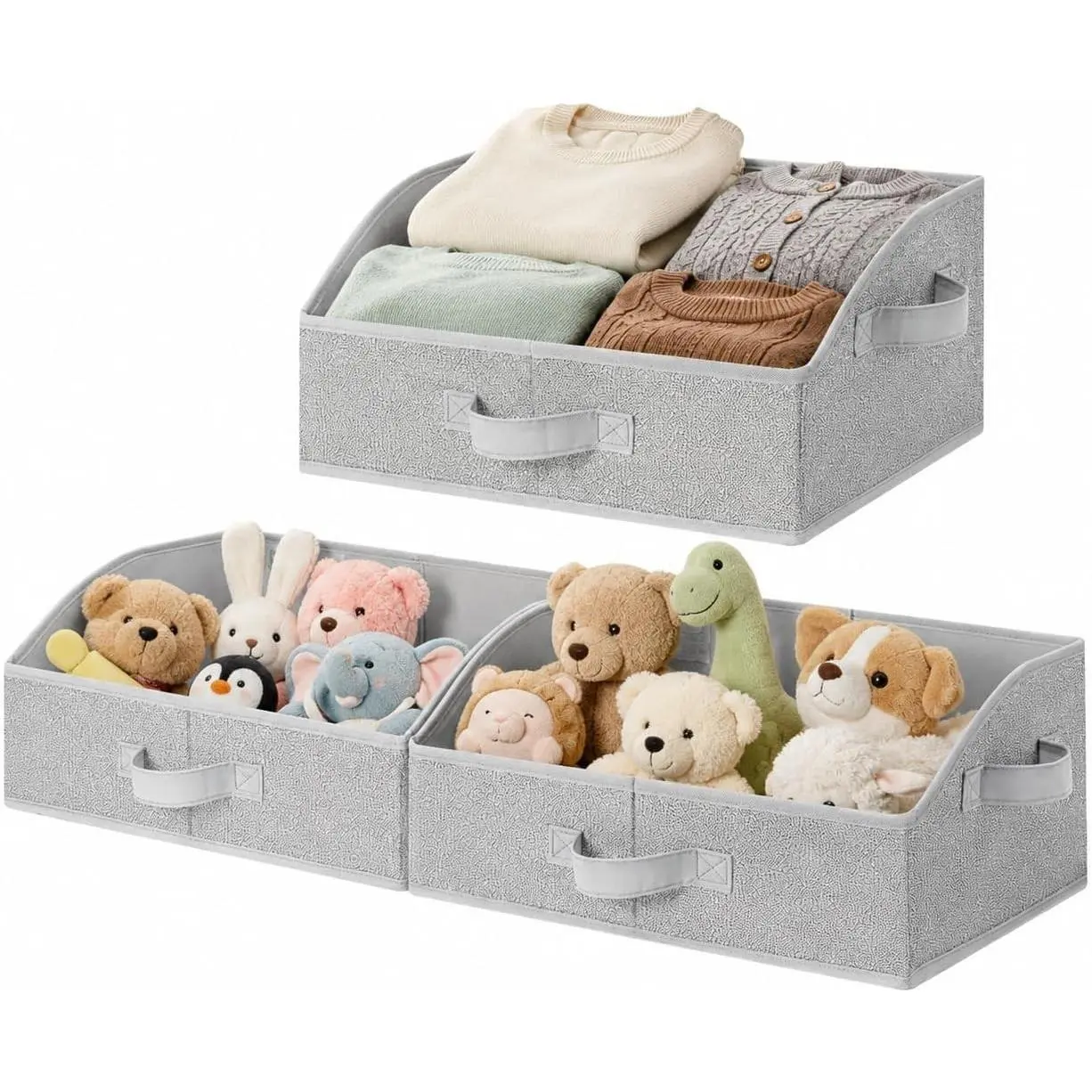 Closet Organizer Bins, Trapezoid Storage Bin, Closet Baskets for Shelves, Closet Shelf Organizer, Baskets for Organizing Clothes, Toys, Ash Gray, 3-Pack