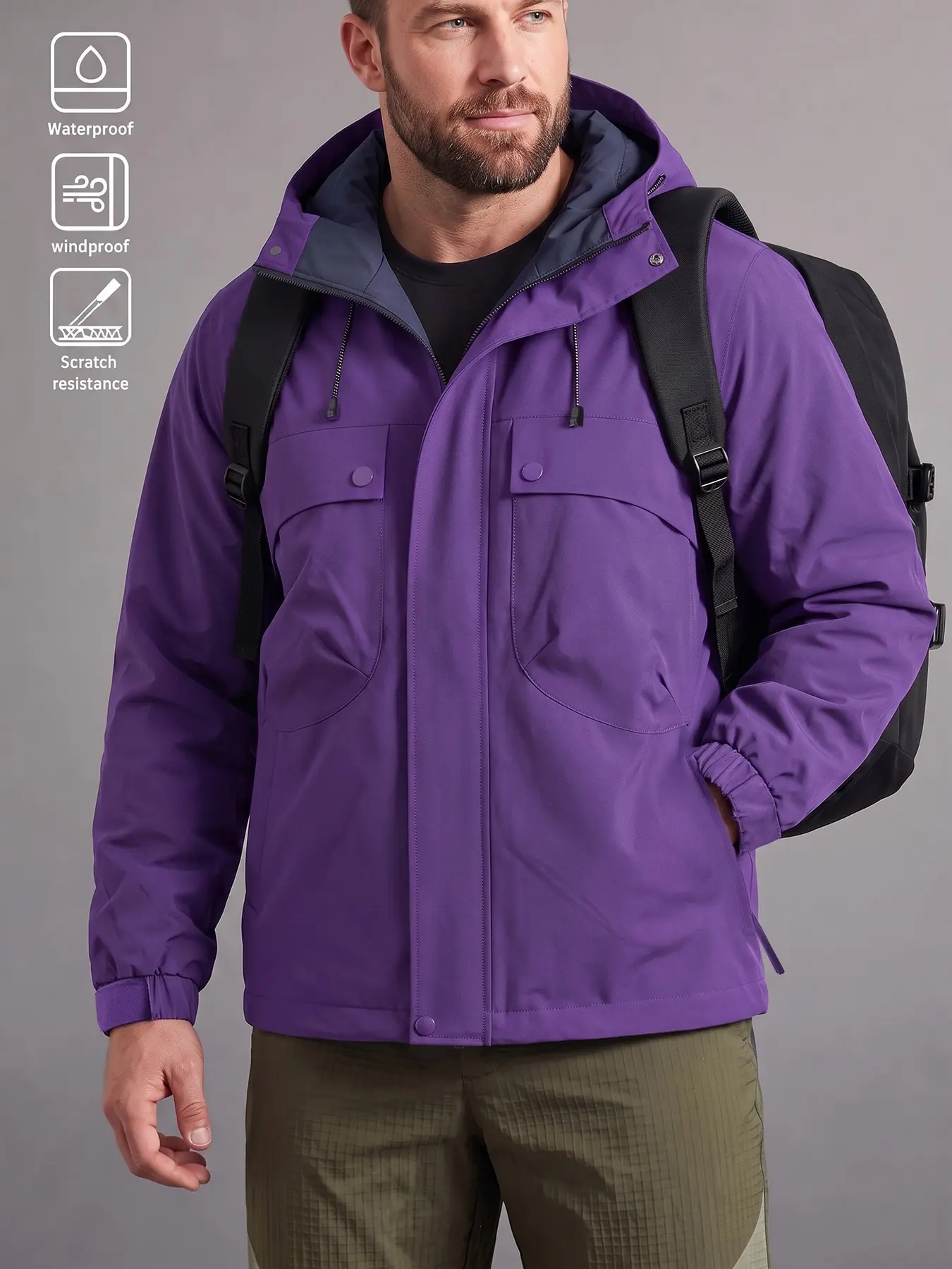 2026 New Outdoor Hooded Hiking Jacket, Spring & Fall Windproof Waterproof Three-Function Coat, Breathable Comfortable Fashion Outerwear