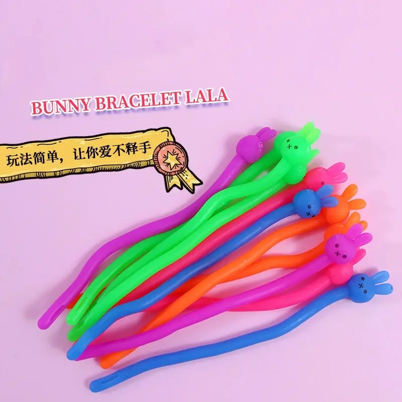 SPR Cartoon Rabbit & Bear Stretchable Elastic Wristbands, Soft Rubber Stress Relief Bracelets, Party Favors