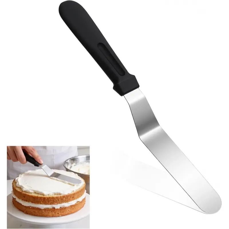 6" Icing Spatula, Professional Offset Spatula Stainless Steel Angled Cake Spatulas Frosting Spatulas with Durable Plastic Handle Pastry Knife for Cake Decorating, Pastry, Baking, Baking Tools