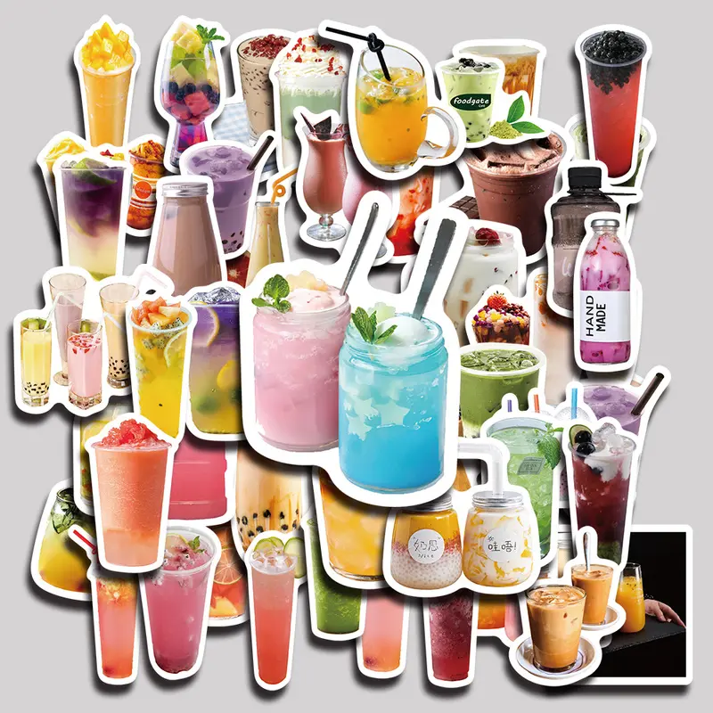 90PCS Bubble tea Aesthetic Vinyl Stickers Pack for Laptop Water Bottle Phone Case Skateboard Journal Scrapbook DIY Decoration