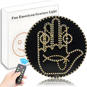 2 in 1  Glow Hand Gesture Light for  Window, Road Rage LED Sign with 14 Modes & Remote Control, Funny  Gadgets & Accessories for Men/Women,  Show Prizes, for  Drivers