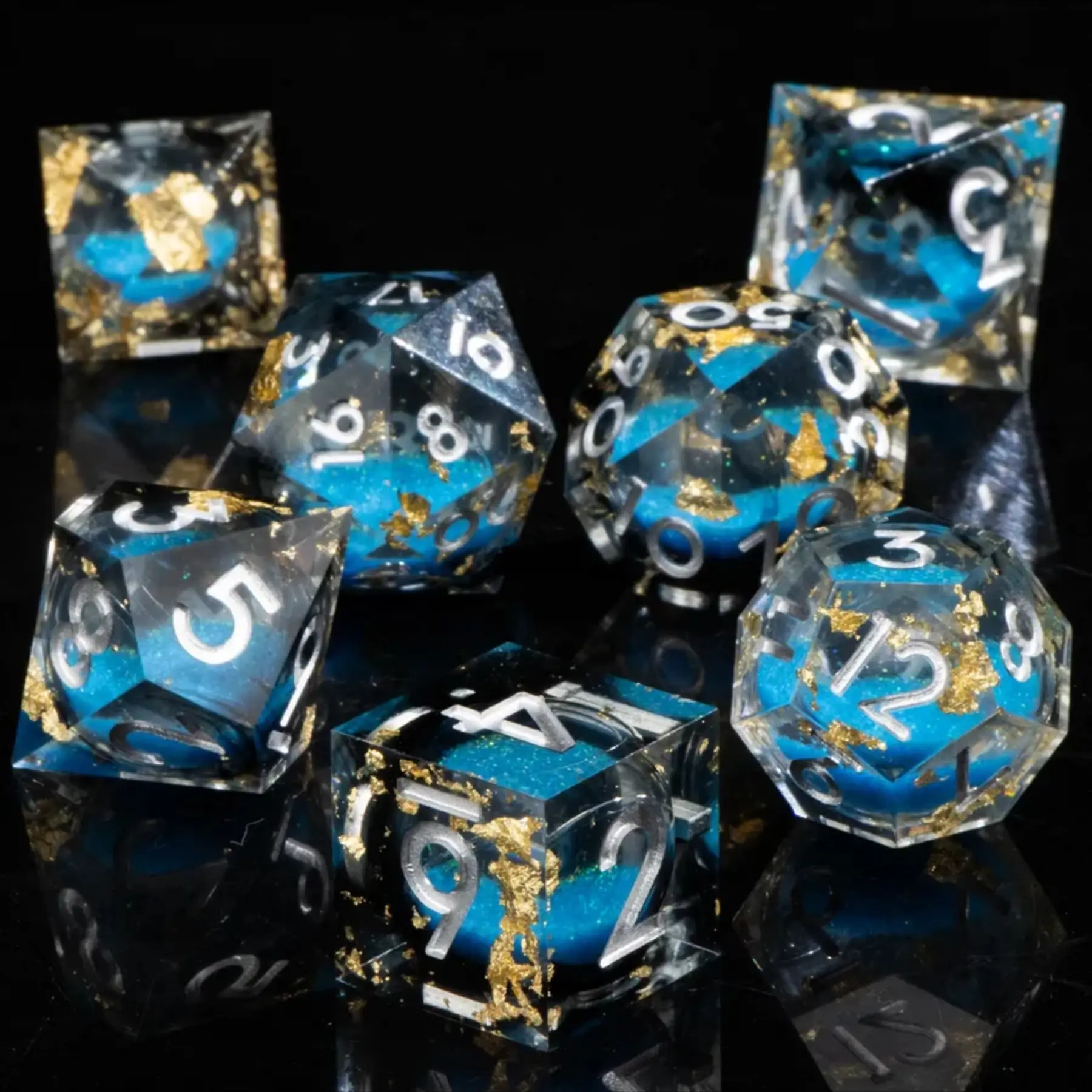 Liquid Core Dice Set, Copper Foil Dice, Dungeon Dice, Enhanced Visual Appeal, Sharp Dungeons & Dragons Multi-Face Role-Playing Game Dice, Dnd Dice