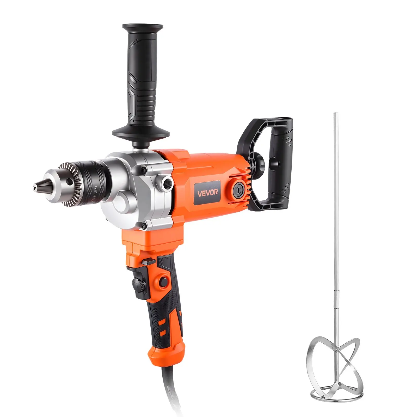 VEVOR Drill Mixer, 5/8 inch Corded Electric Drill Mixer Set, 0-750RPM 5.63A Mixing Drills, Mixing Drills Machine with D-Handle for Drilling Blending, Handheld Cement Mixers for Fodder, Paint, Cement