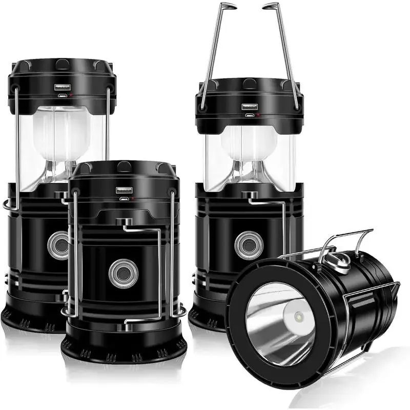 Solar Camping Lantern - Rechargeable LED Lights, Magnetic Base & Foldable Hanging Hook- Collapsible Lamp Battery Powered Perfect for Power Outages, Hiking, Emergencies Adjustable Flashlight Adjustable Tactical Flashlight gifts gift set-SummerVibes-YY2