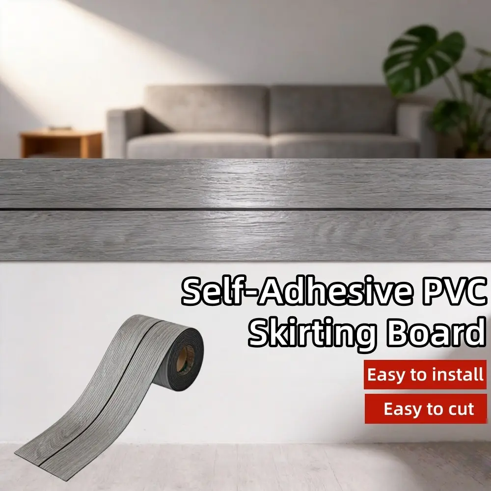 Self-Adhesive PVC Baseboard, 300cm Wall Edges Decoration, Easy Installation, Modern Home Decor, Wall Trim Accent, Wall Molding, 1 Roll