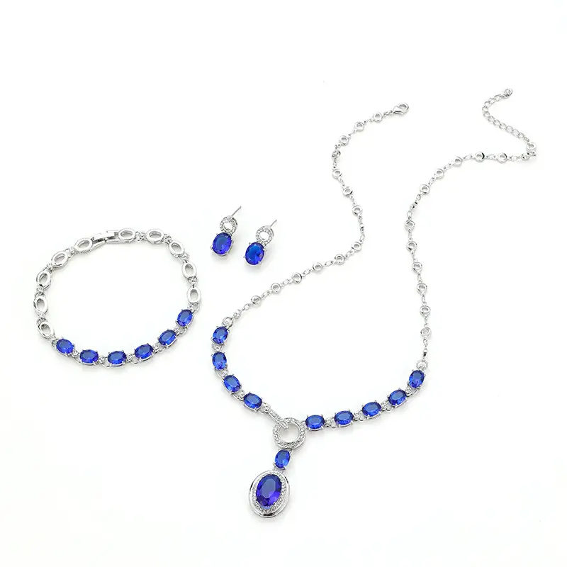QUEENDO2026 New Water Drop 3-Piece Jewelry Set - Necklace, Earrings, Bracelet - Funky Unique Costume Accessories for Women Gifts