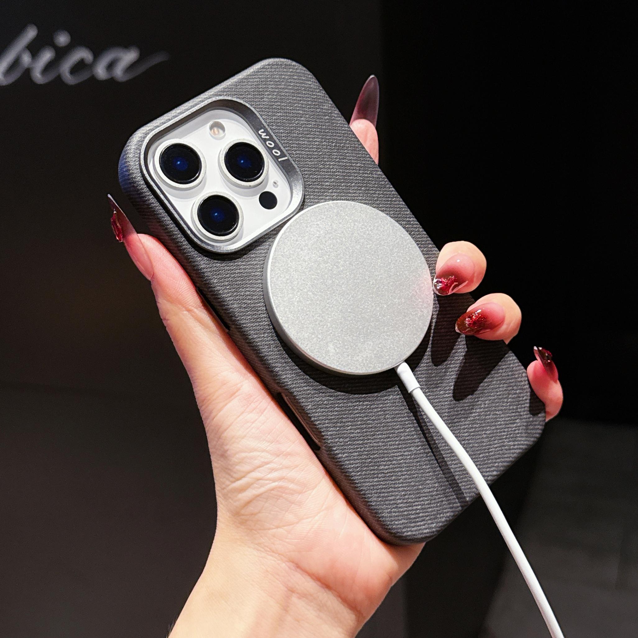 Luxury Denim Texture Leather Case with Magnetic for iPhone 16 Pro Max 15 Pro, Anti-Slip Slim Shockproof Protective Cover for Men Women