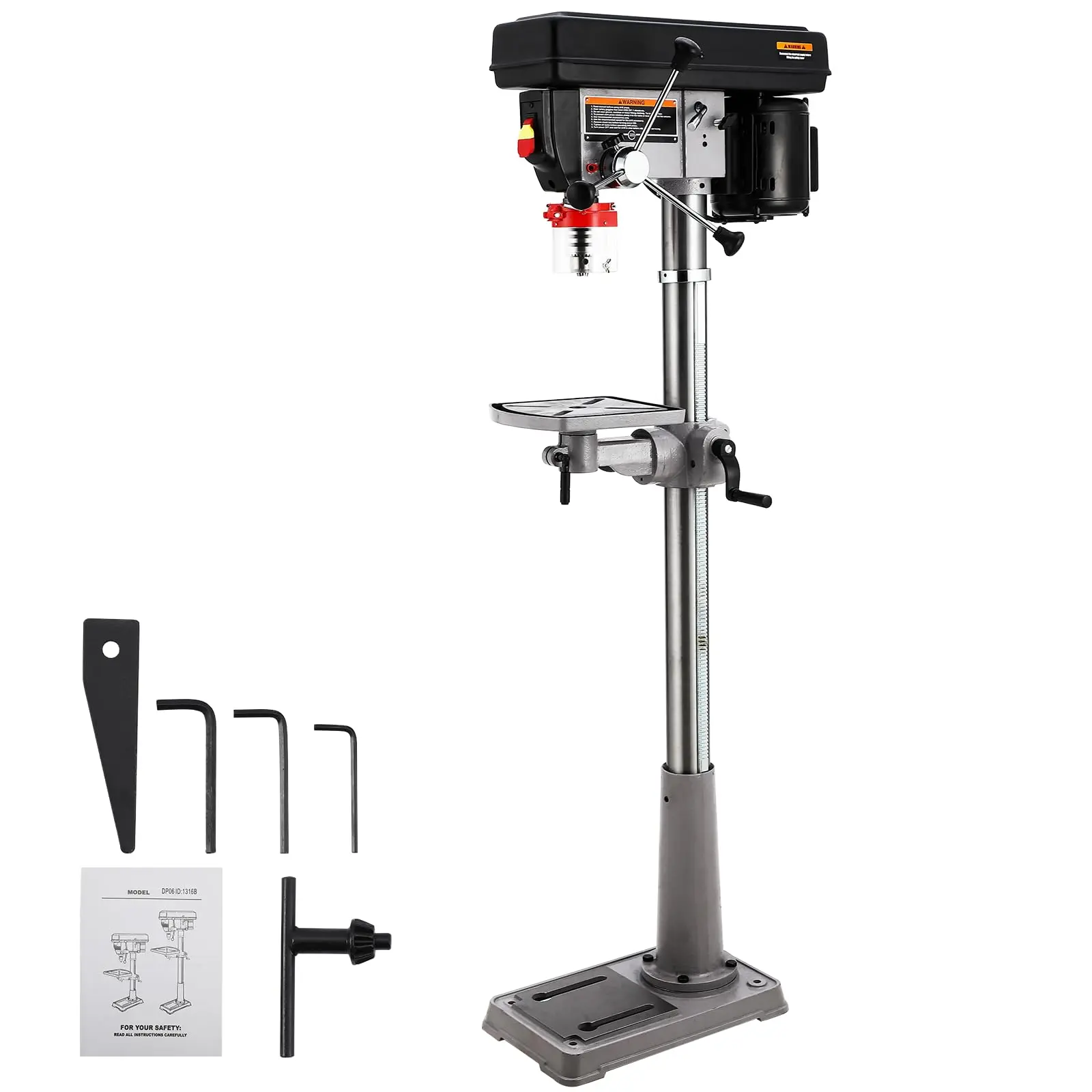 7.5A Variable Speed Benchtop Drill Press, Heavy Duty 5/8" Chuck Magnetic Drilling Machine with X-Laser & LED Light, 288-3084 RPM Metal Wood Bench Drill Press with Cast Iron Base for Garage Workshop