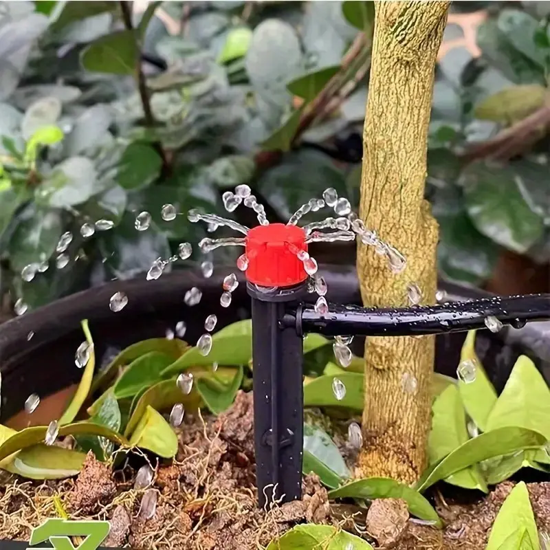 100-Pack In-Ground Drip Irrigation Emitters, Adjustable Plastic Garden Irrigation Nozzles, Compatible with 1/4 Inch Drip Tubing Efficient Irrigation Accessories for (4-7 mm) Watering Systems