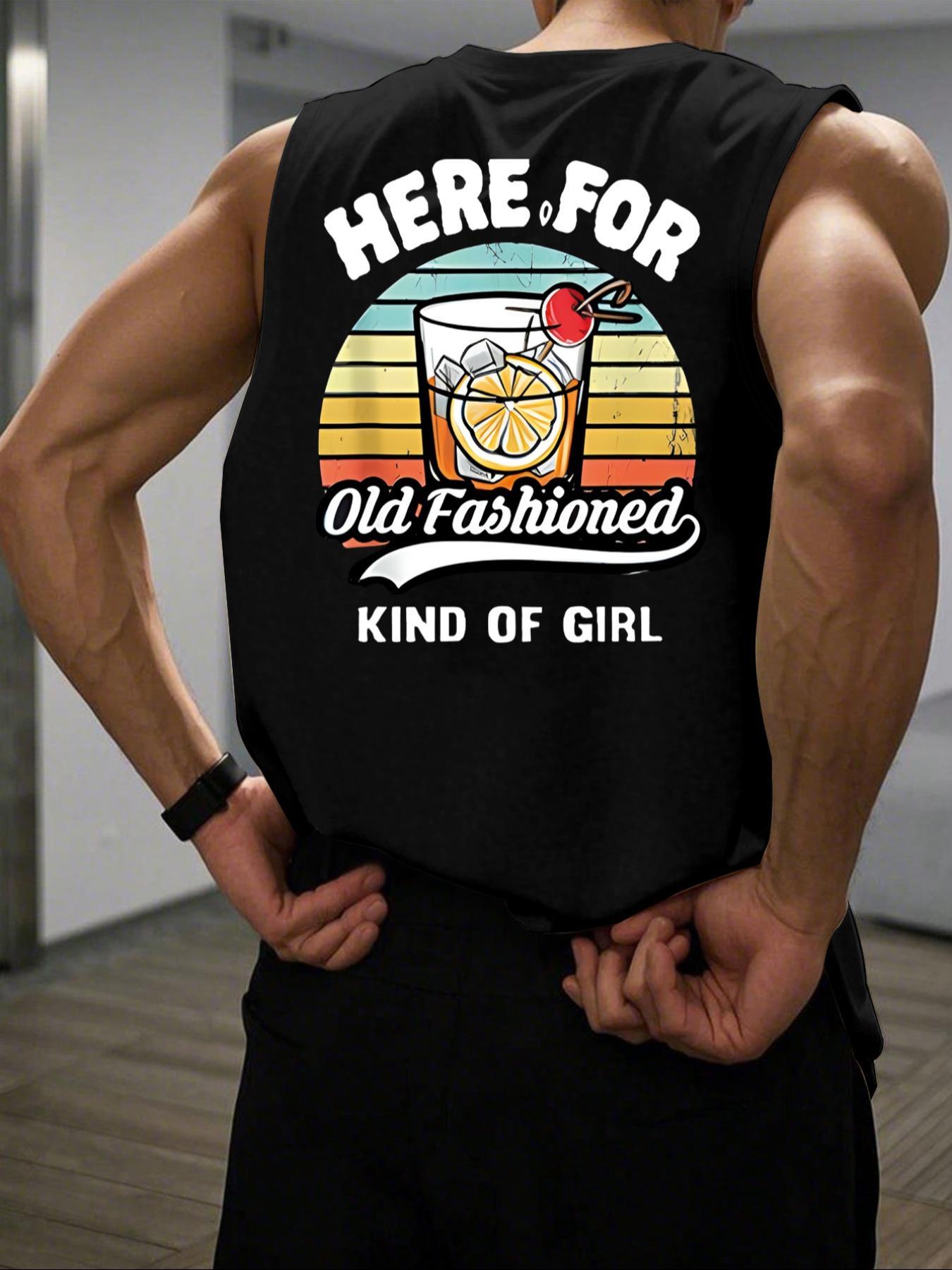 Men's Cartoon Soda Can & Letter Print Round Neck Tank Top, Regular Fit Casual Sleeveless Crew Neck Top for Summer, Fashion Men's Clothes for Daily Wear, Sleeveless Shirt