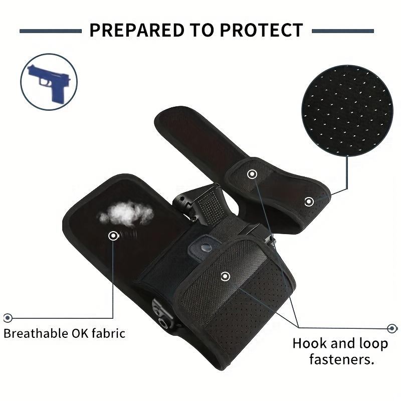 Concealed Ankle Pouch - Adjustable black polyester magazine pouch with hook and loop closure, suitable for pistols and handguns, ideal for hunting and outdoor adventures, concealed carry gear |   classic design |   adjustable shoulder strap, holster