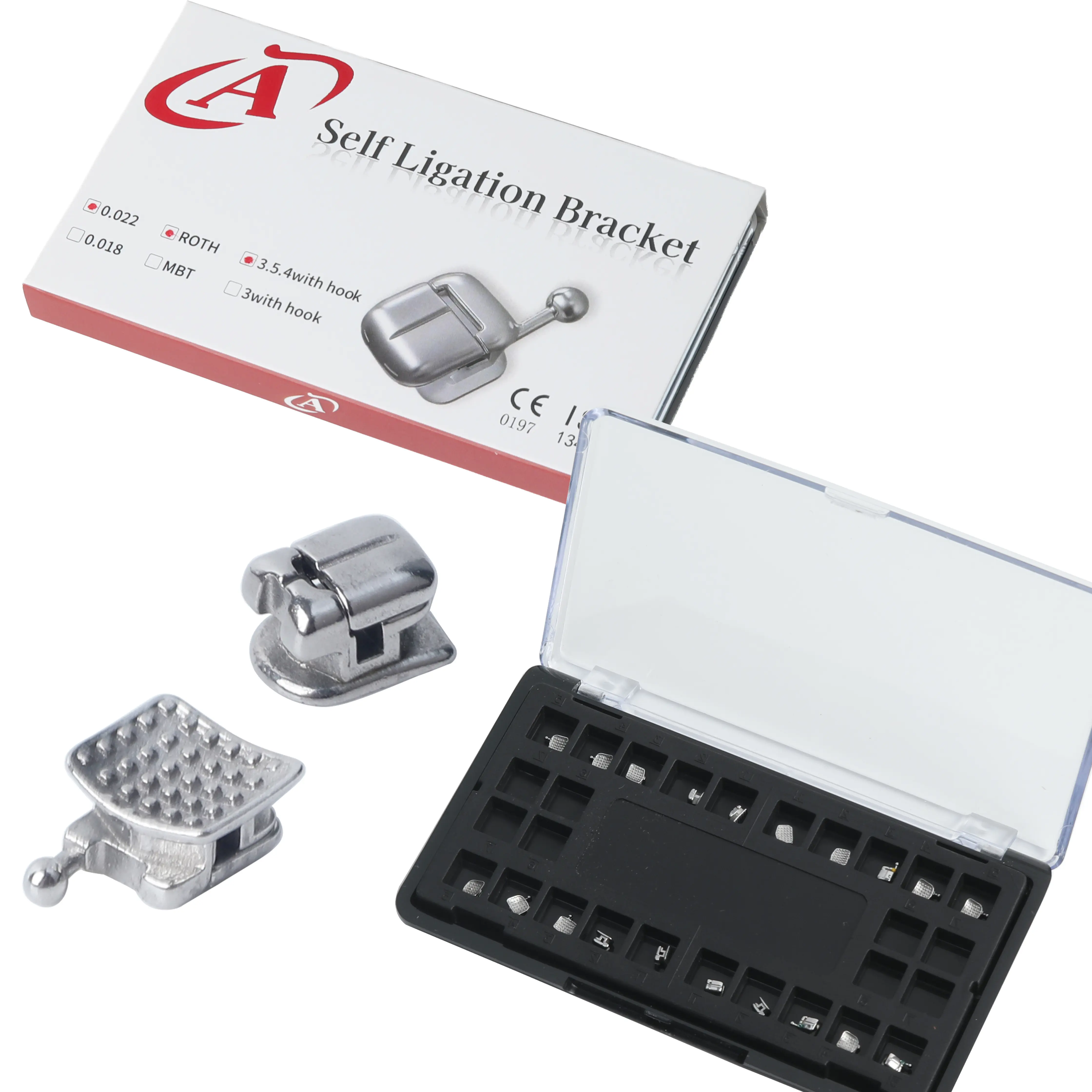 20 count Orthodontic Metal Brackets Brackets Standard Roth 0.022 Slot Bondable, 3-4-5 with Hook 20 count/Pack, 1PK
