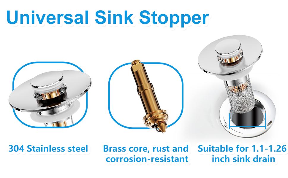 Bathroom Sink Stopper, Universal Drain Filter with Hair Strainer, Universal Bathroom Sink Drain Pop Up Stopper for Stainless Steel Floor Drain Filter Bathroom Sink Stopper, Universal Drain Filter with Hair Strainer, Universal Bathroom Sink Drain Pop Up Stopper for Stainless Steel Floor Drain Filter