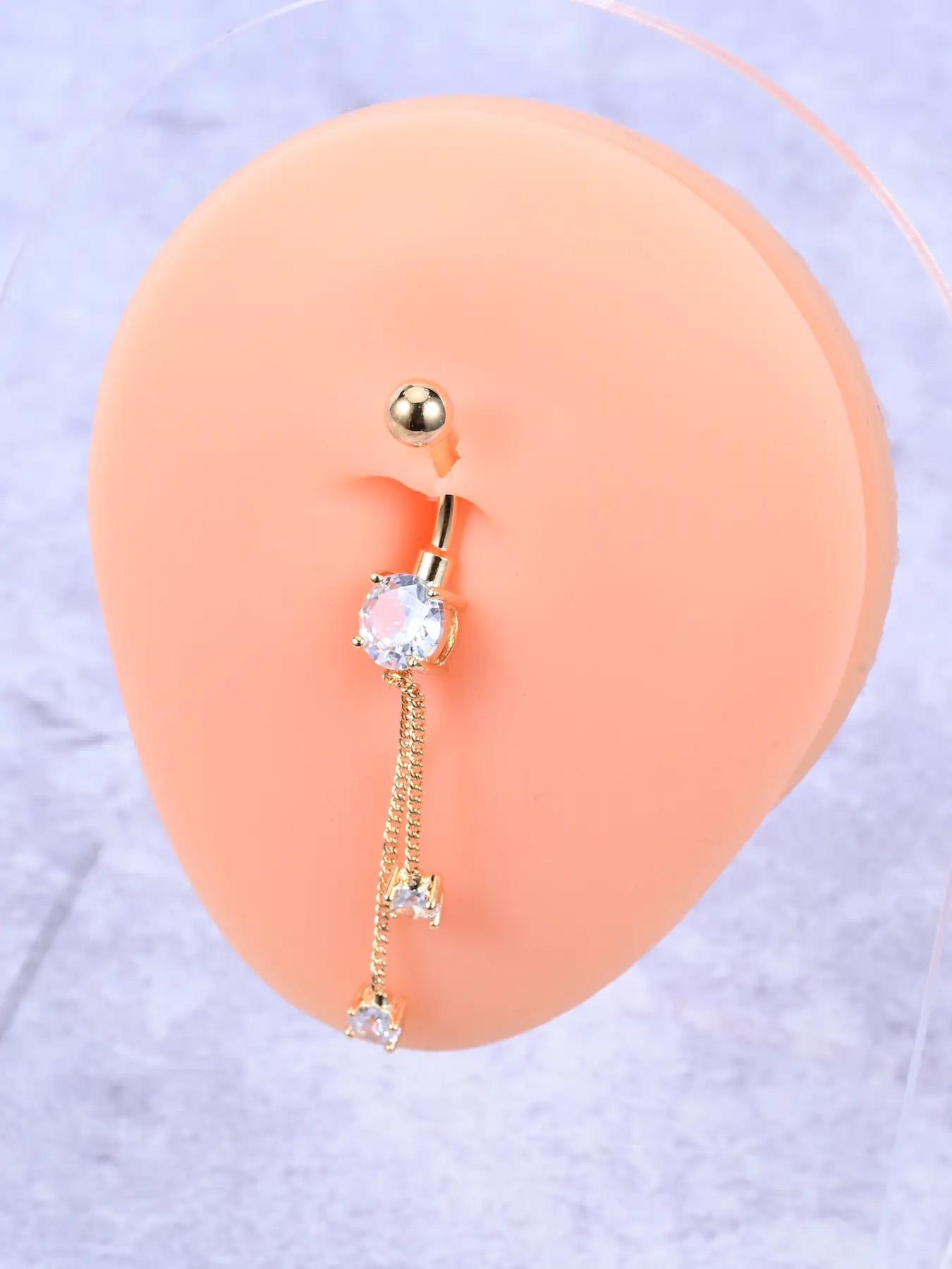 Women's Elegant Butterfly & Flower Design Belly Rings, Stainless Steel Belly Button Rings, Cute Trendy Belly Piercing Jewelry, Fashion Body Jewelry for Party & Daily Decor