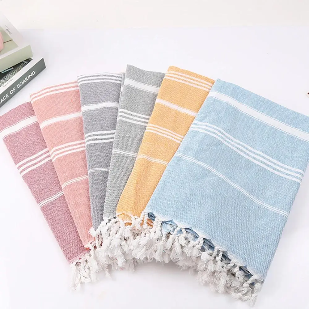 Oversized 100% Cotton Striped Tassel Liquid Retention Beach Towel, Absorbent Thick Quick-Dry Sand-Free Bath Towel for Adults, Ideal for Sauna (Home & Bathroom Supplies), Liquid Retention Beach Towels