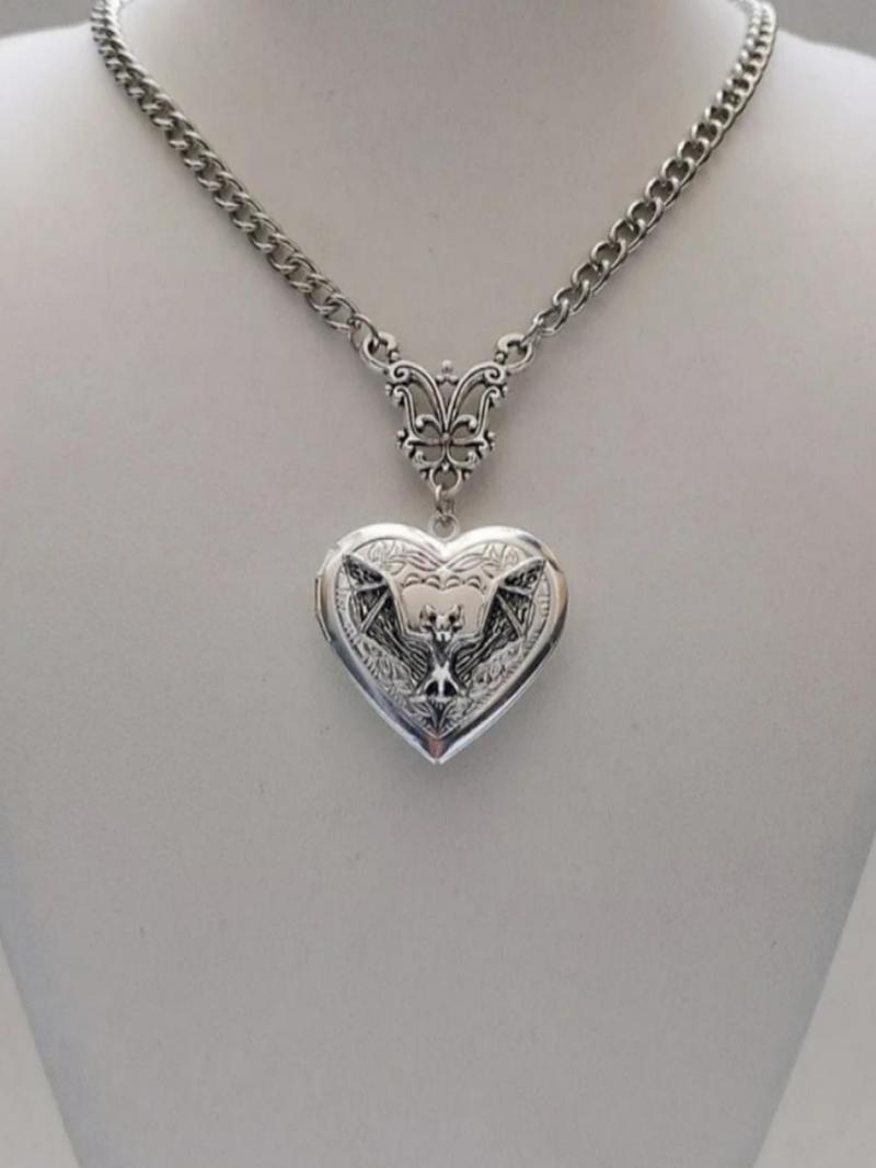 Gothic Heart Shaped Pendant Necklace, Love Heart Necklace, Vintage Creative Necklace for Party, Daily Decor, Trendy All-match & Exquisite Jewelry for Birthday Gift