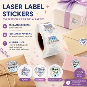 Waterproof Writeable Gift Wrapping Seals, Laser Envelope Stickers, DIY Journal Decor, Multi-Design Home & Planner Sticker Set, Self-Adhesive Labels, Handcraft Supplies, Office Stationery