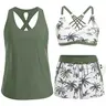 Aqua Eve Three Piece Tankini with Shorts - Sporty Swimsuit with Boyshorts Athletic Bathing Suit with Pockets 2026 Modest Swimwear